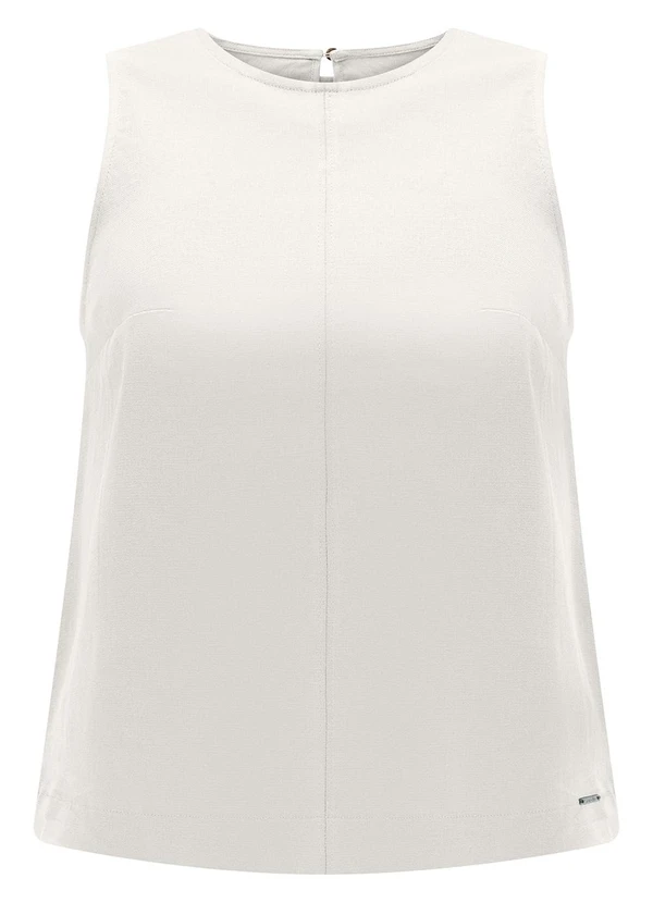 Lunender - Blusa em Tecido com Linho e Elastano Branco 5