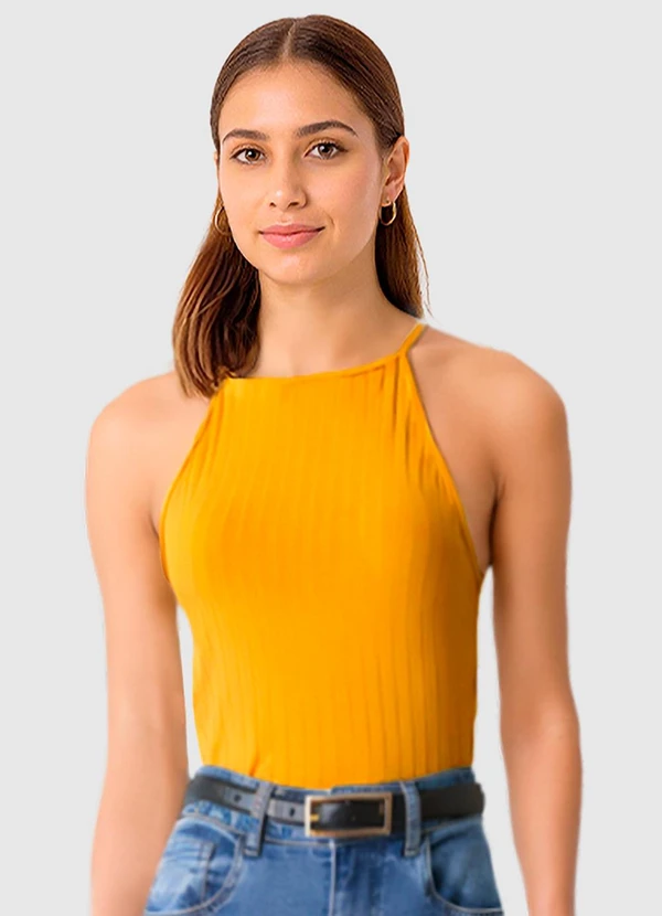 Malwee - Blusa em Viscose Canelada Amarelo 4
