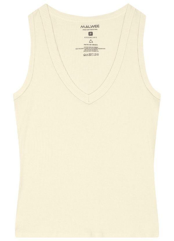Malwee - Blusa em Viscose Canelada Off White