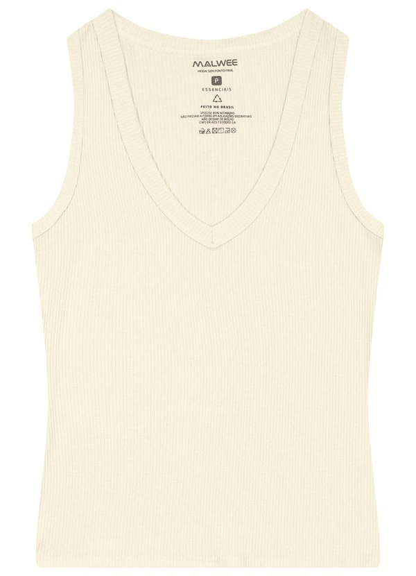 Malwee - Blusa em Viscose Canelada Off White