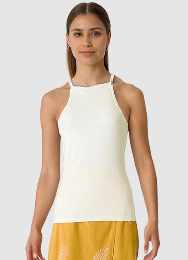 Malwee - Blusa em Viscose Canelada Off White