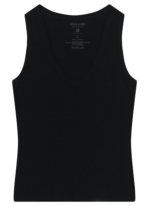 Malwee - Blusa em Viscose Canelada Preto