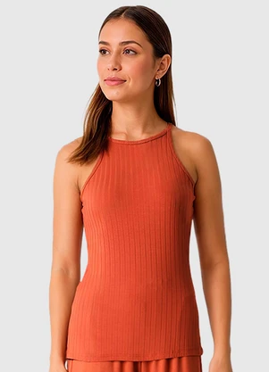 Malwee - Blusa em Viscose Canelada Terracota - MALWEE