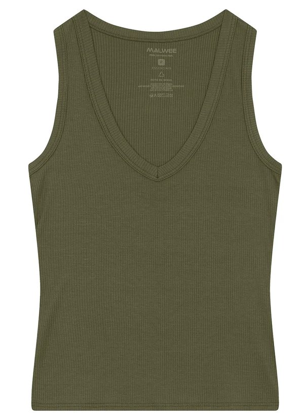 Malwee - Blusa em Viscose Canelada Verde Militar 3