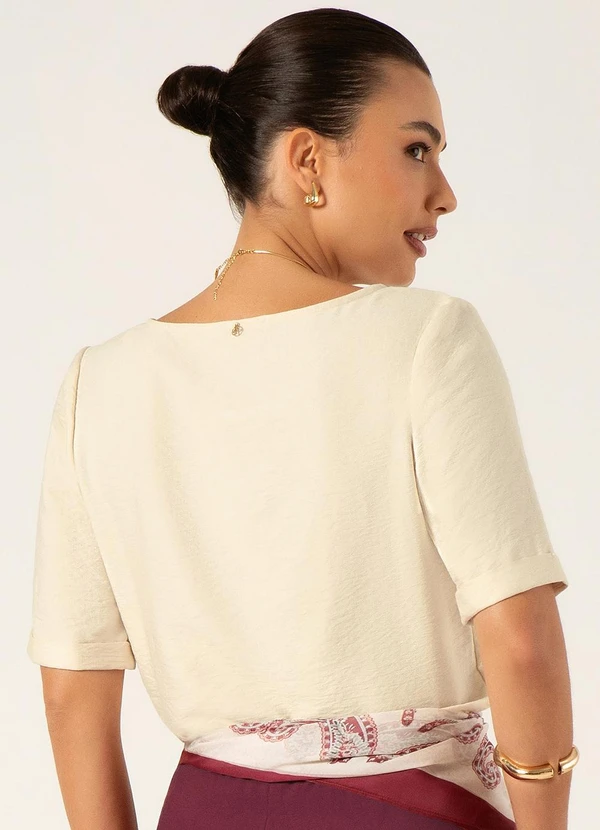 Principessa - Blusa em Viscose com Decote Redondo Aveia Kamila 2