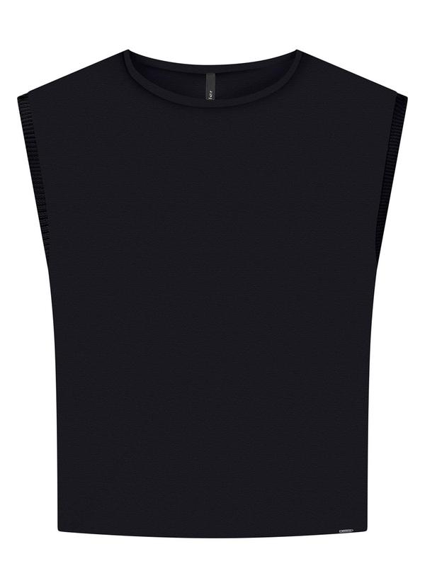 Lunender - Blusa em Viscose com Detalhe Retilínea Preto