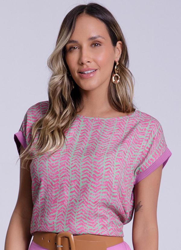 Lunender - Blusa em Viscose com Detalhe Retilínea Verde