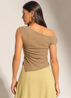 Gris - Blusa em Viscose com Elastano Marrom - GRIS