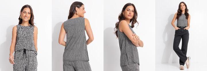 Blusa Espinha de Peixe em Malha de Viscose