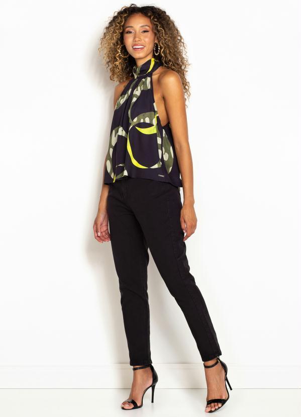 Forum - Blusa Estampada de Viscose Azul Marinho 3