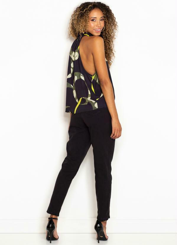 Forum - Blusa Estampada de Viscose Azul Marinho 4
