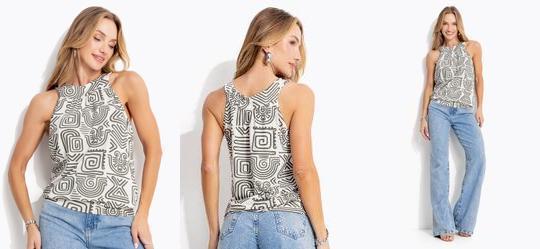 Blusa tnico Verde em Malha de Viscose