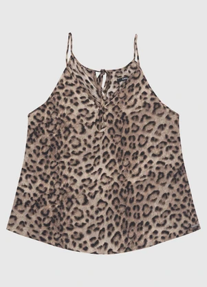 Enfim - Blusa Evasê Animal Print em Chiffon Marrom - ENFIM