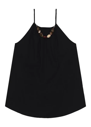 Malwee - Blusa Evasê com Colar Preto - MALWEE