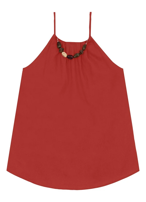 Malwee - Blusa Evasê com Colar Terracota