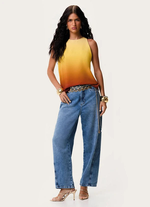 Enfim - Blusa Evasê Degradê Laranja