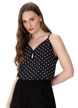 Enfim - Blusa Evasê em Chiffon Preto - ENFIM