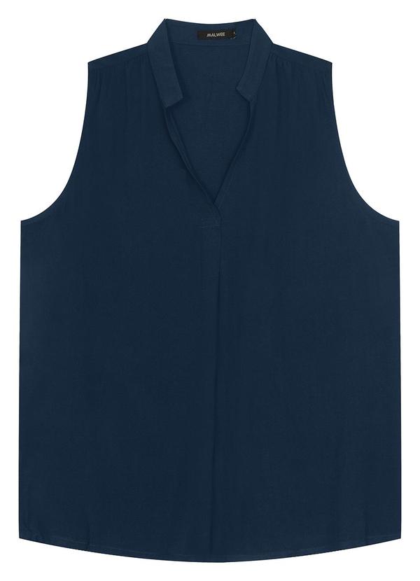 Malwee - Blusa Evasê em Viscose Azul Marinho