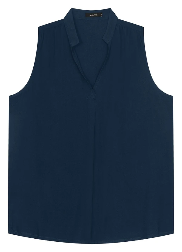 Malwee - Blusa Evasê em Viscose Azul Marinho
