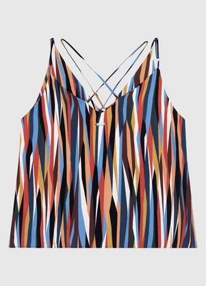 Enfim - Blusa Evasê Viscose Abstrata Azul - ENFIM