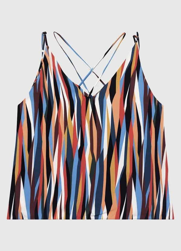 Enfim - Blusa Evasê Viscose Abstrata Azul