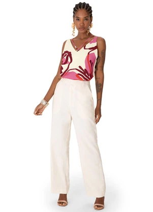 Enfim - Blusa Evasê Viscose Floral Rosa - ENFIM