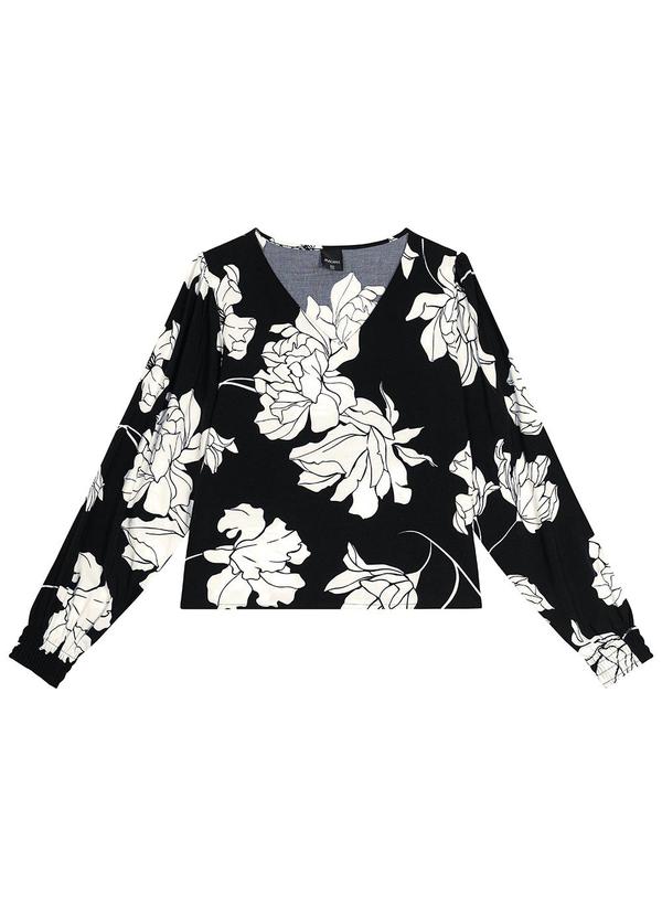 Malwee - Blusa Feminina Ampla Floral Preto