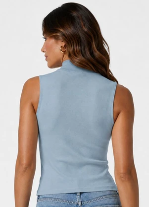 Infinita Cor - Blusa Feminina com Gola Azul - INFINITA COR