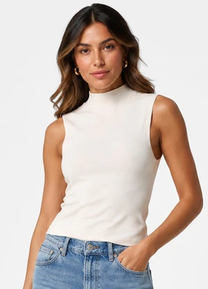 Infinita Cor - Blusa Feminina com Gola Bege - INFINITA COR