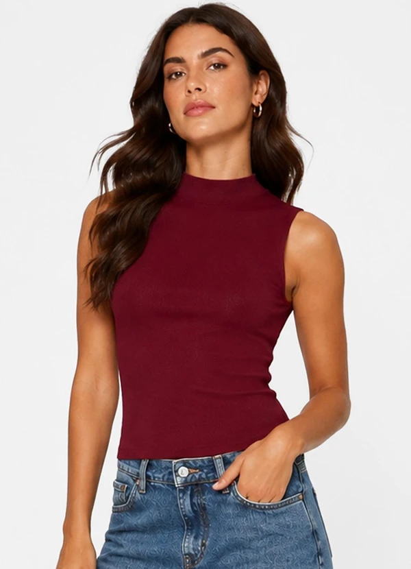 Infinita Cor - Blusa Feminina com Gola Vermelho
