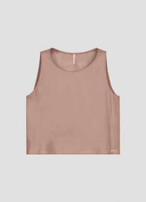 Cereja Rosa - Blusa Feminina em Viscose sem Mangas Marrom - CEREJA ROSA