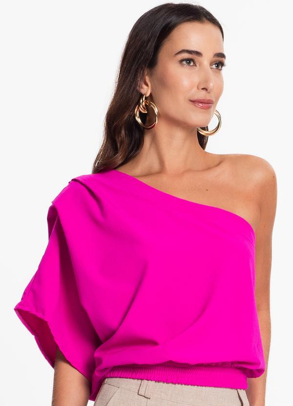 Endless - Blusa Feminina um Ombro Só Crepe Light Rosa