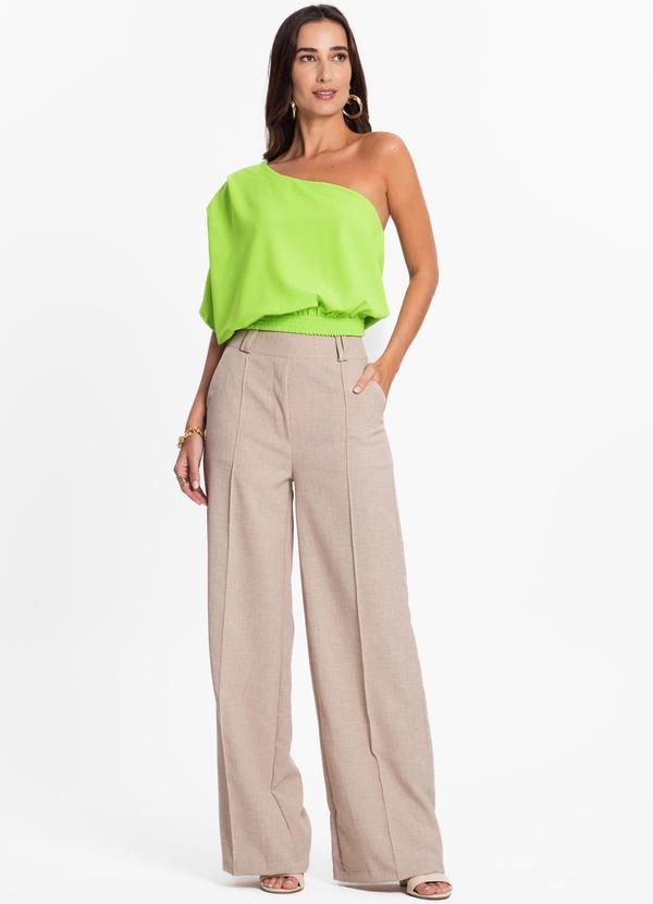 Endless - Blusa Feminina um Ombro Só Crepe Light Verde 3