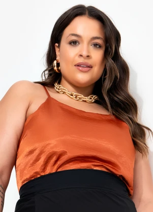 Quintess - Blusa Ferrugem em Tecido Acetinado - QUINTESS