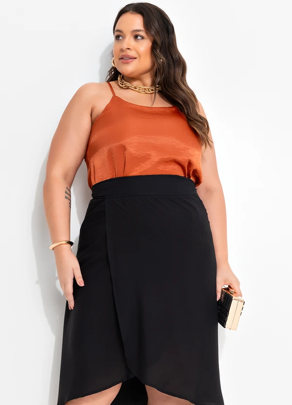 Quintess - Blusa Ferrugem em Tecido Acetinado 11