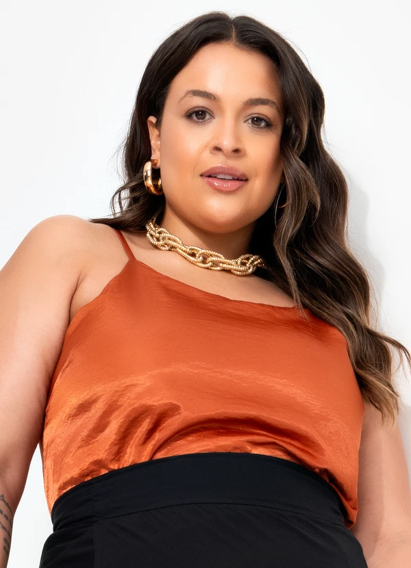 Quintess - Blusa Ferrugem em Tecido Acetinado 7