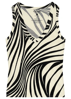 Malwee - Blusa Fine Line em Viscose Canelada Creme - MALWEE