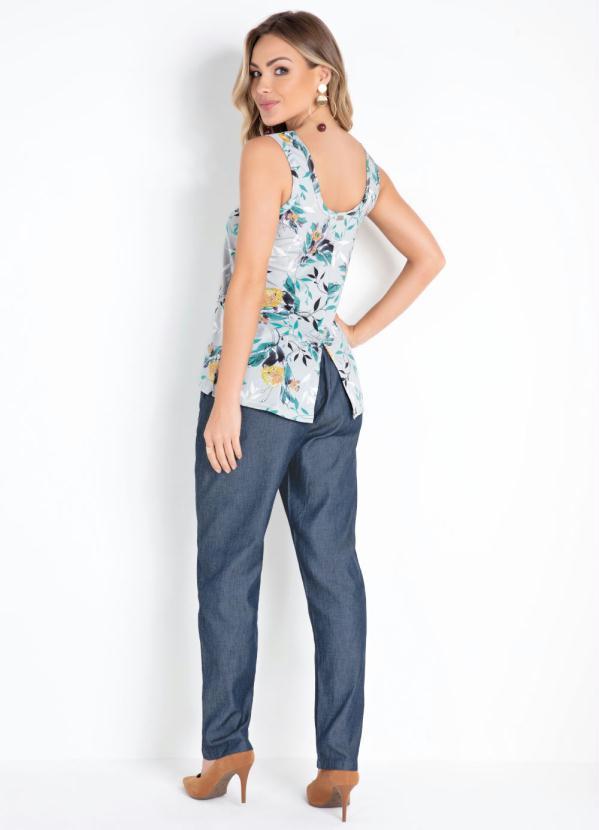 Quintess - Blusa Floral Azul com Fenda nas Costas 4