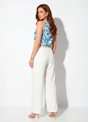 Quintess - Blusa Floral Azul em Viscose Plana - QUINTESS