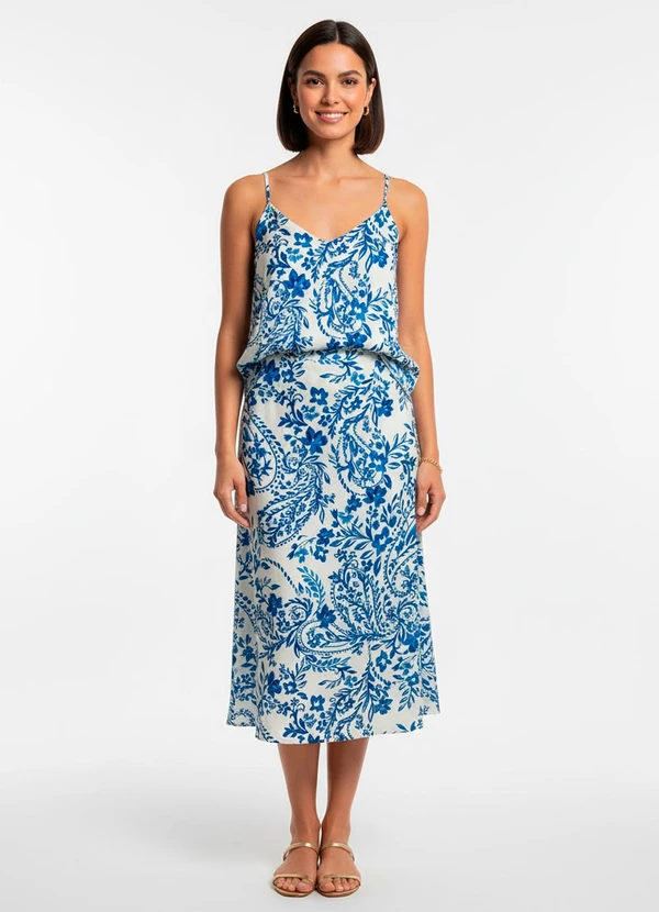 Quintess - Blusa Floral Azul em Viscose Plana 2