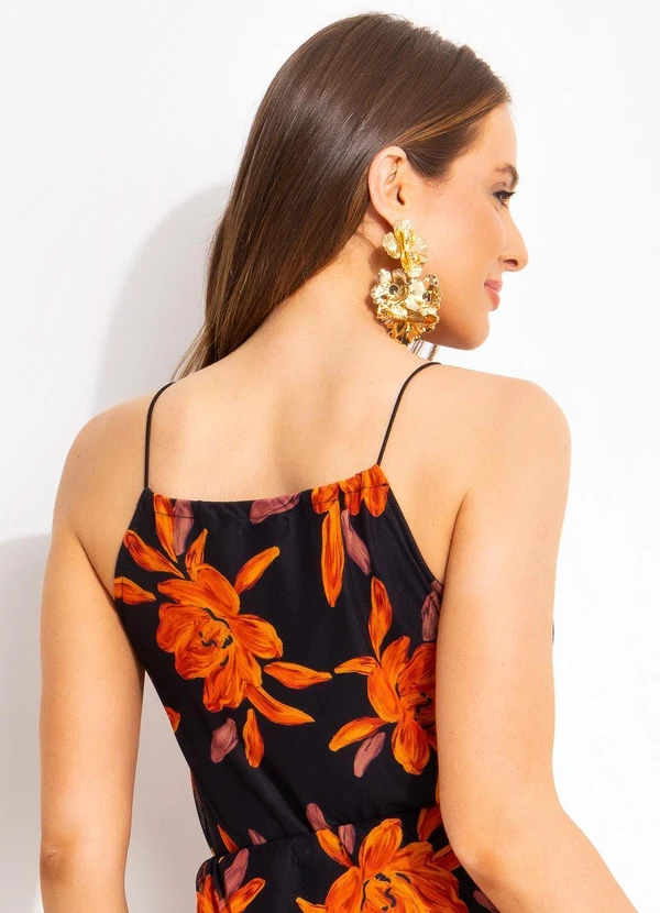 Quintess - Blusa Floral Laranja em Tule 3