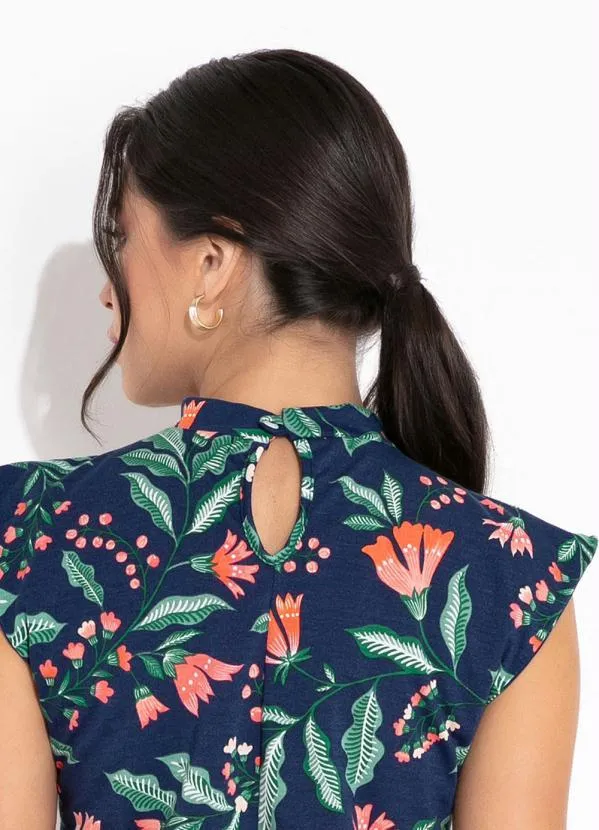 Rosalie - Blusa Floral Marinho com Gola 3