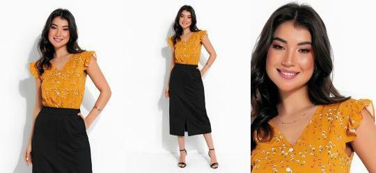 Blusa Floral Mini Decote V