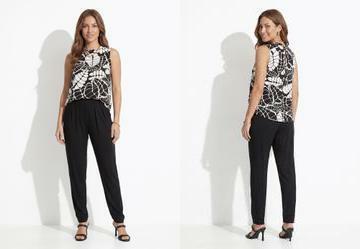 Blusa Folhagem Preta em Crepe Plano