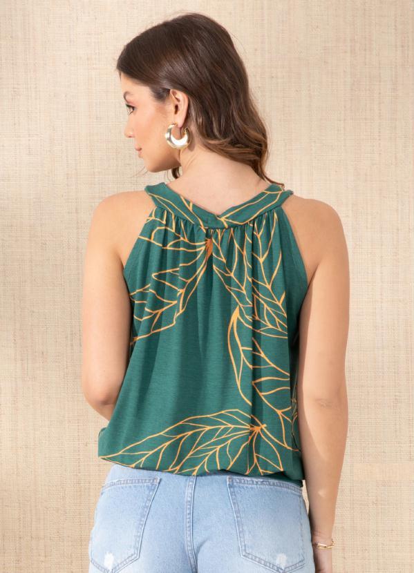 Quintess - Blusa Folhagem Verde com Cava Americana 2