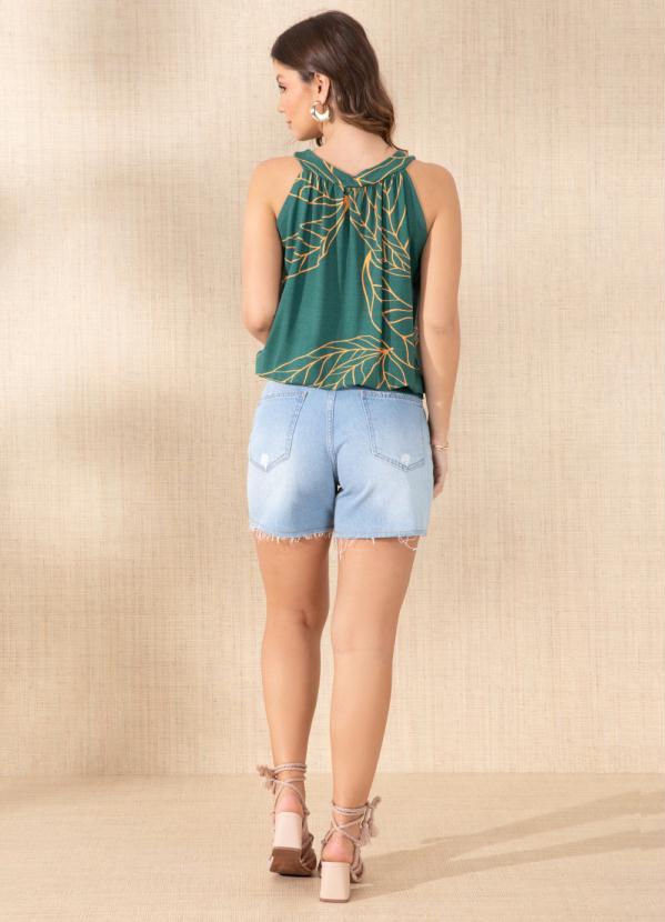 Quintess - Blusa Folhagem Verde com Cava Americana 4
