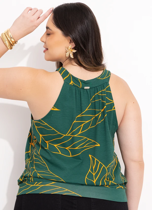 Quintess - Blusa Folhagem Verde com Cava Americana 6