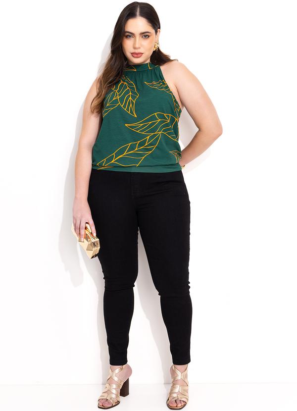Quintess - Blusa Folhagem Verde com Cava Americana 7