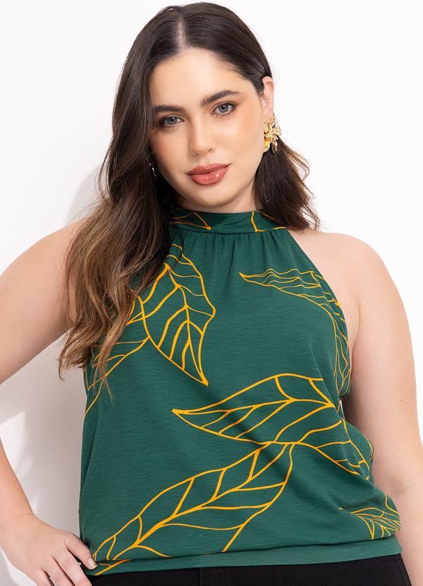 Quintess - Blusa Folhagem Verde com Cava Americana 9