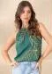 Quintess - Blusa Étnico Verde em Malha de Viscose - variação: Folhagem Verde